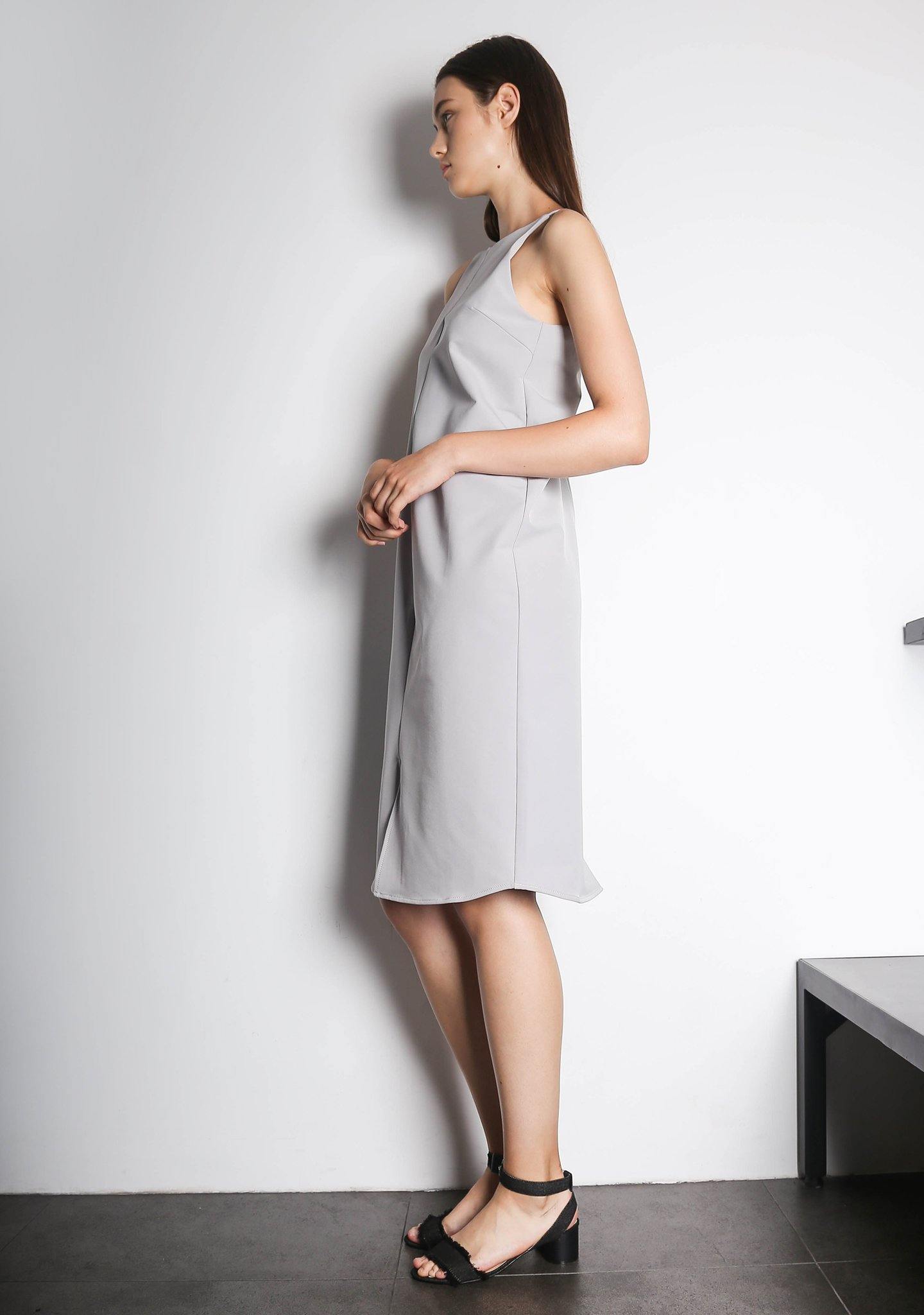 EDEN DRESS - VAPOUROUS GREY - SALIENT LABEL
