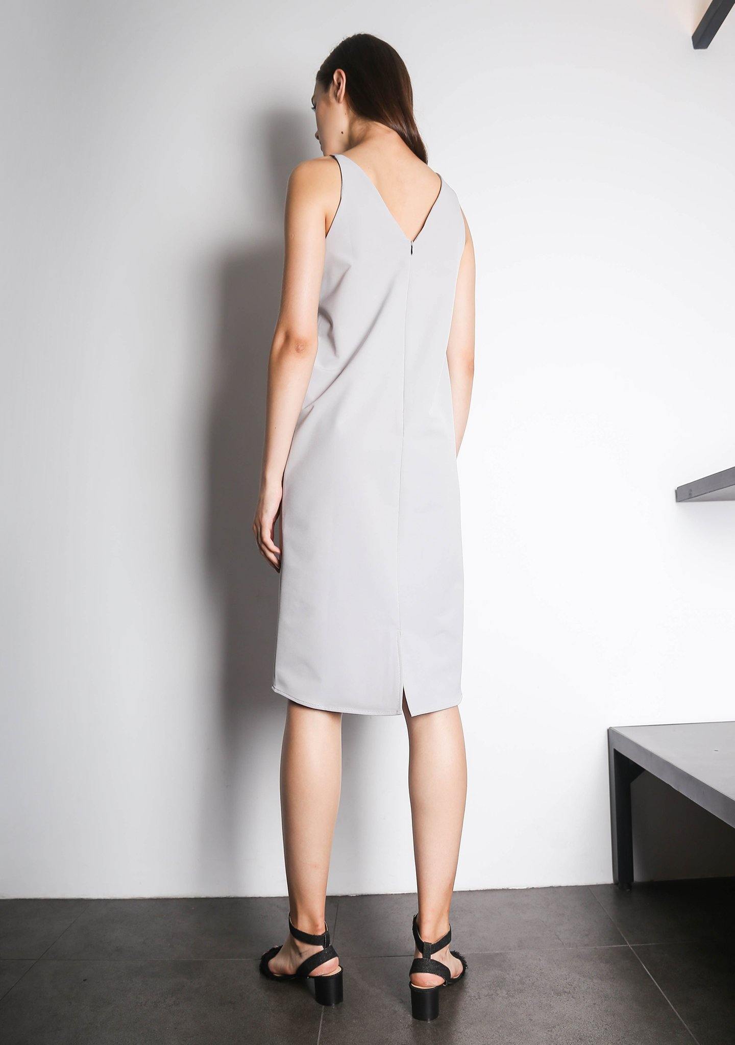 EDEN DRESS - VAPOUROUS GREY - SALIENT LABEL