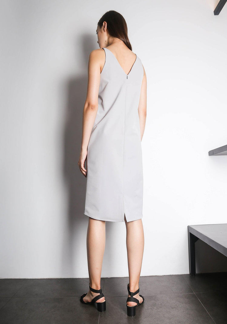 EDEN DRESS - VAPOUROUS GREY - SALIENT LABEL