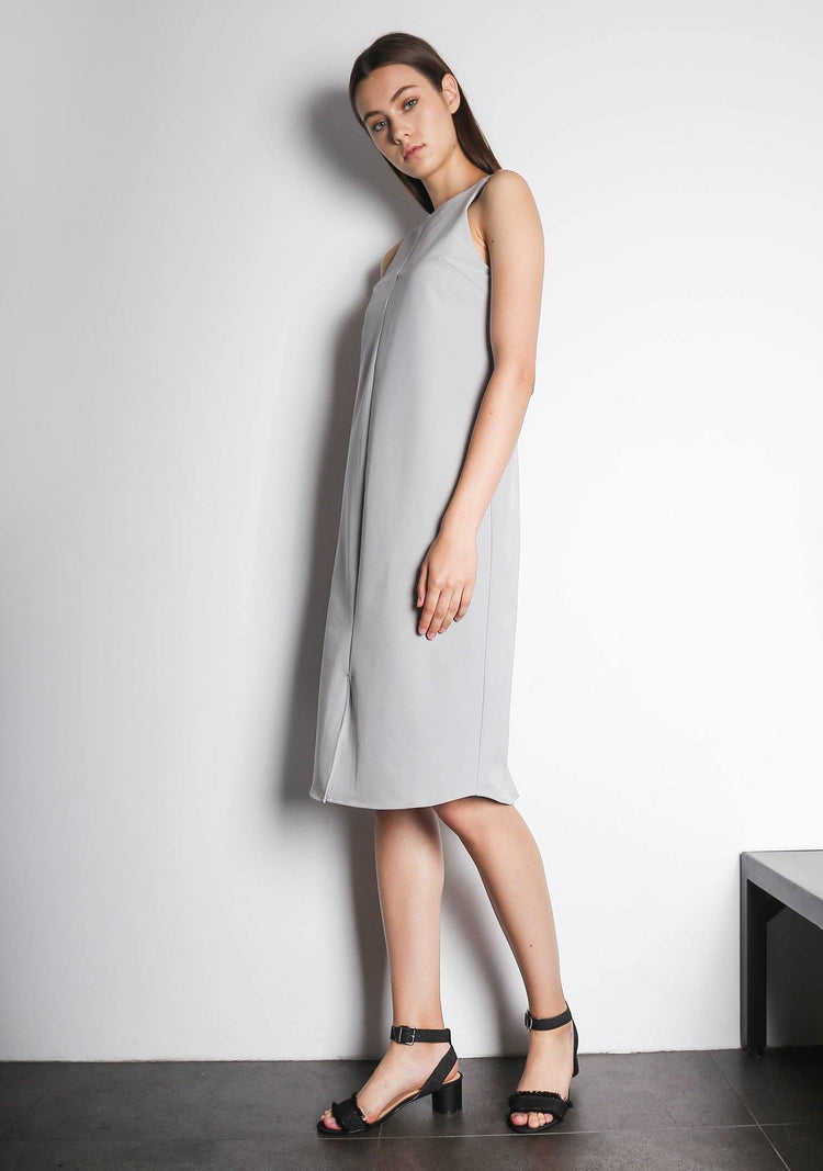 EDEN DRESS - VAPOUROUS GREY - SALIENT LABEL