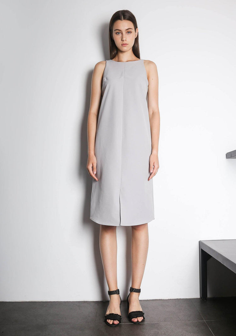 EDEN DRESS - VAPOUROUS GREY - SALIENT LABEL