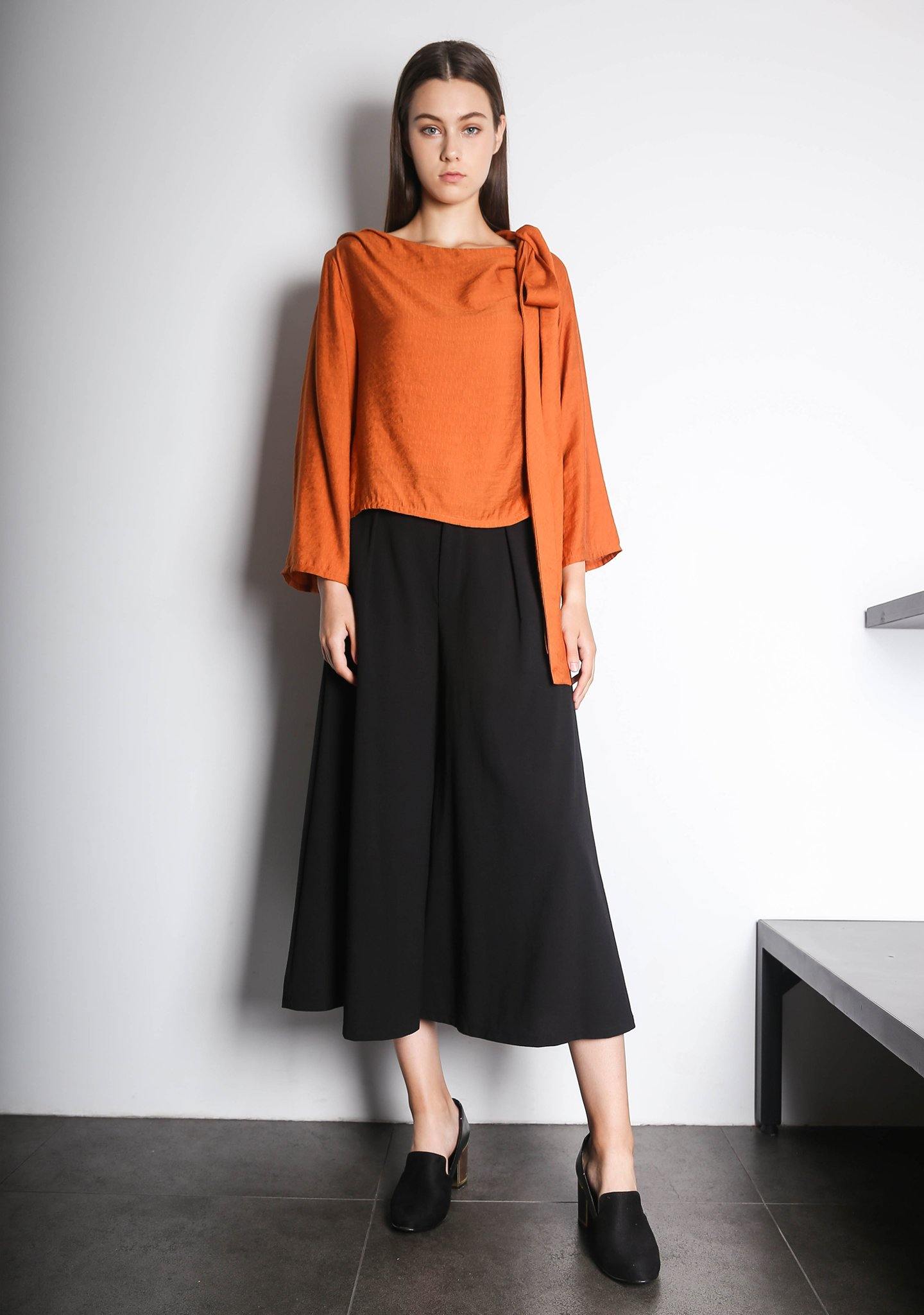 EDITH BOW TIE TOP - DARK CHEEDAR - SALIENT LABEL