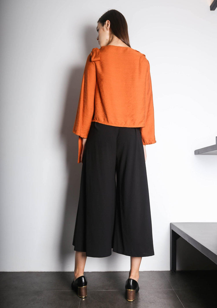 EDITH BOW TIE TOP - DARK CHEEDAR - SALIENT LABEL
