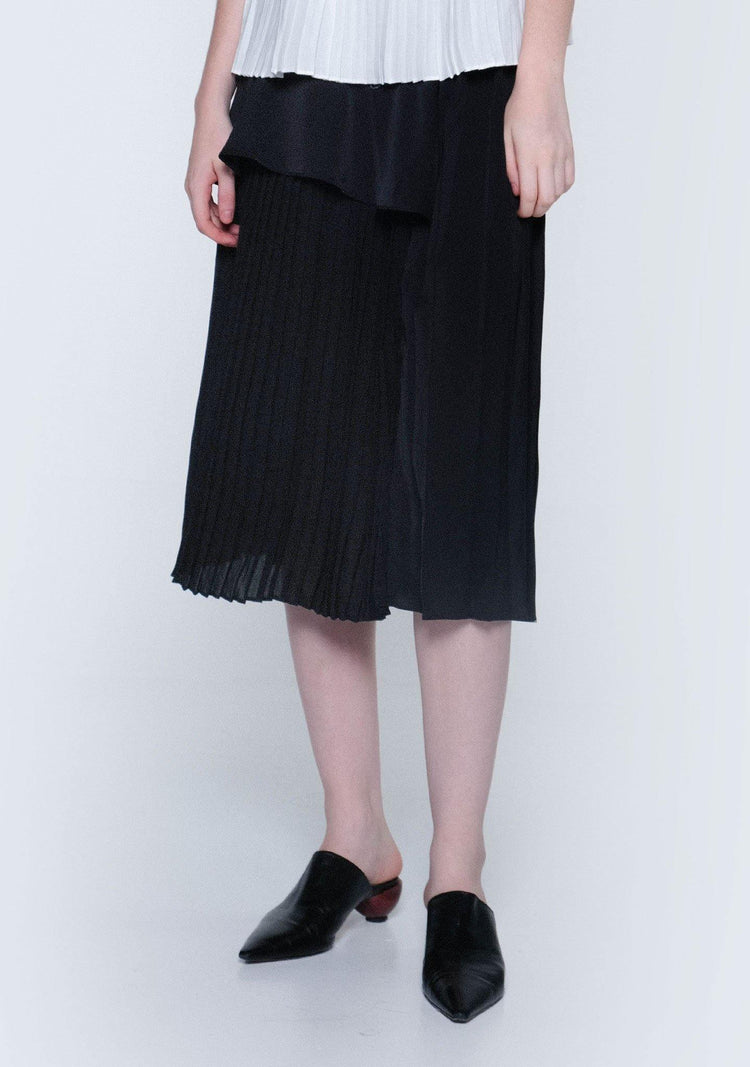 ELKIN PLEATED COLOURBLOCK SKIRT - ONYX - SALIENT LABEL