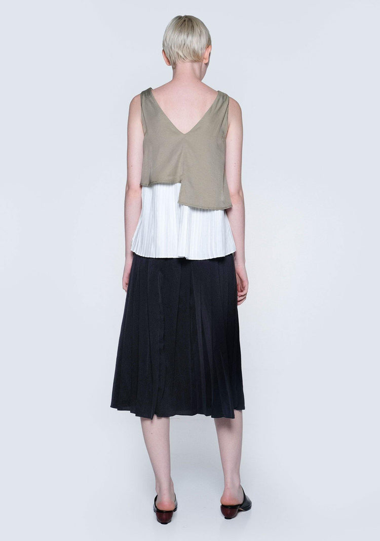 ELKIN PLEATED COLOURBLOCK SKIRT - ONYX - SALIENT LABEL