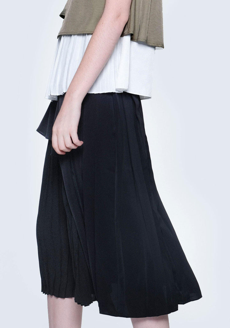 ELKIN PLEATED COLOURBLOCK SKIRT - ONYX - SALIENT LABEL