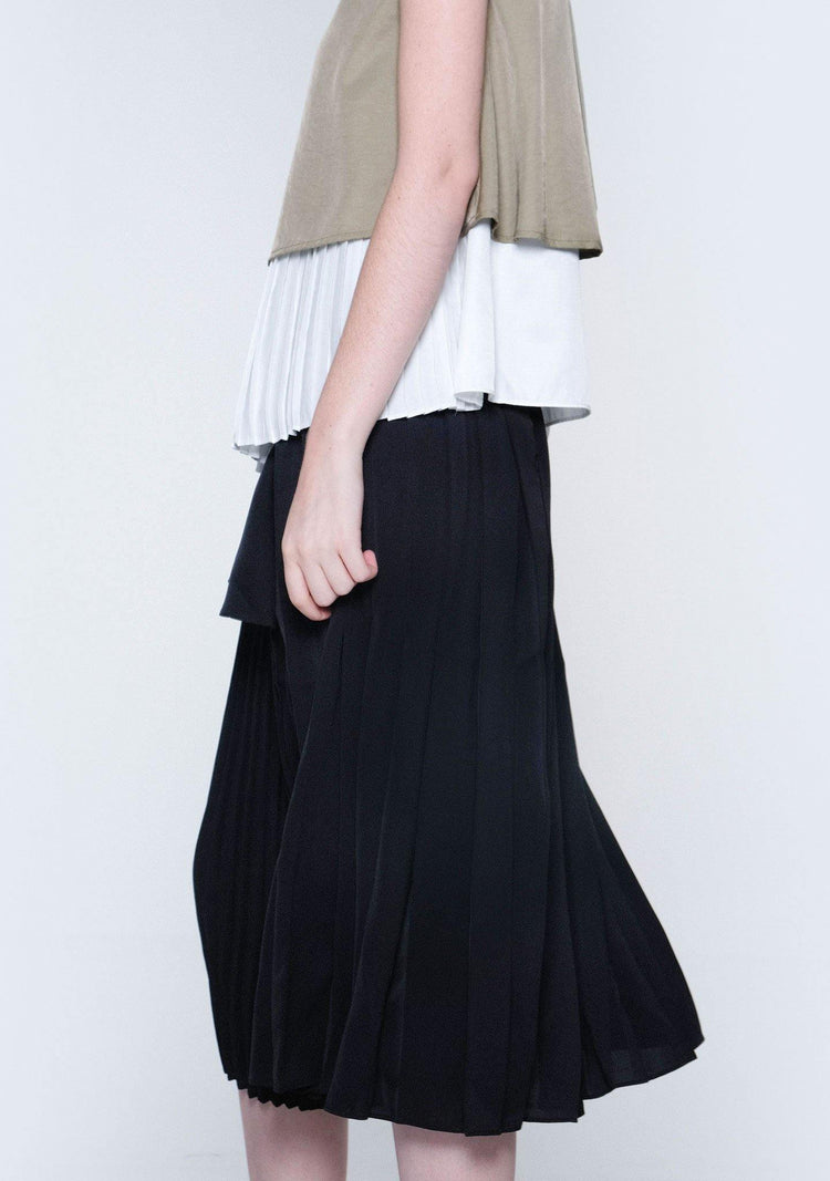 ELKIN PLEATED COLOURBLOCK SKIRT - ONYX - SALIENT LABEL