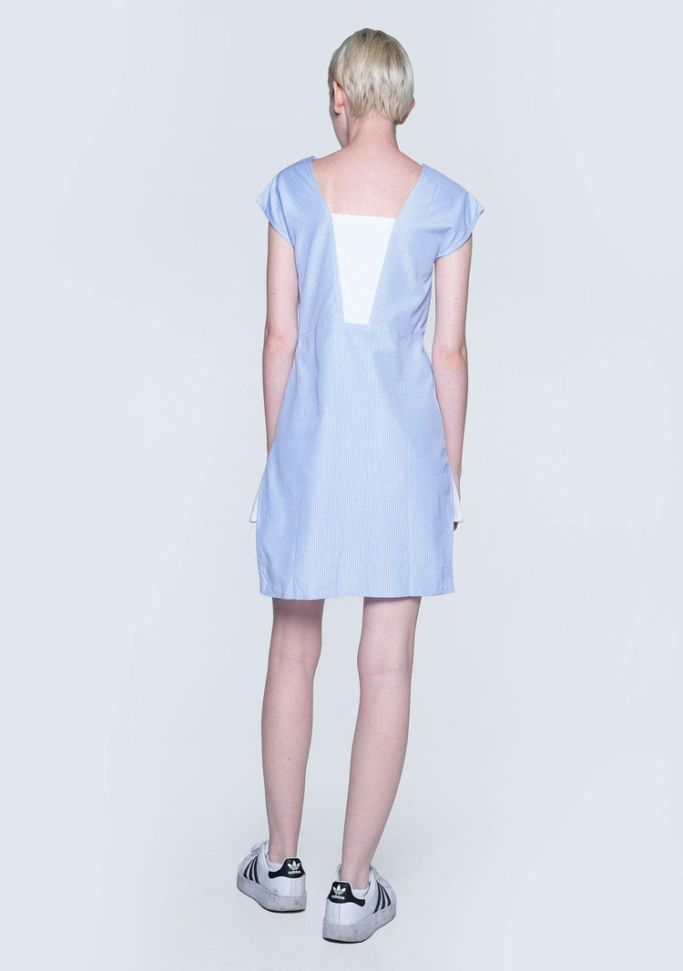 Elysian Contrast Panel Stripe Dress With Hi-lo hemline - SALIENT LABEL
