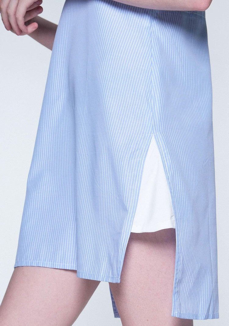 Elysian Contrast Panel Stripe Dress With Hi-lo hemline - SALIENT LABEL