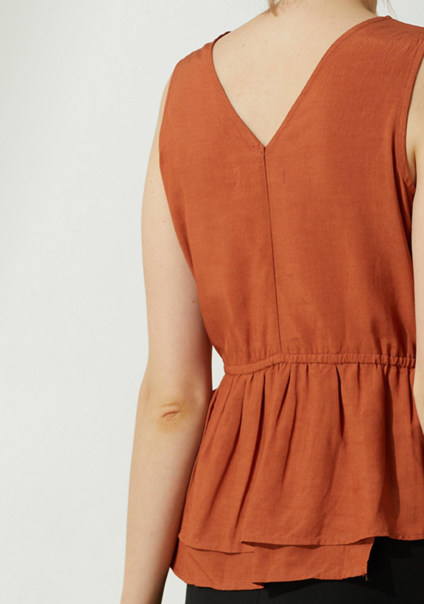 Farrow Linen Peplum Top - Burnt Orange - SALIENT LABEL