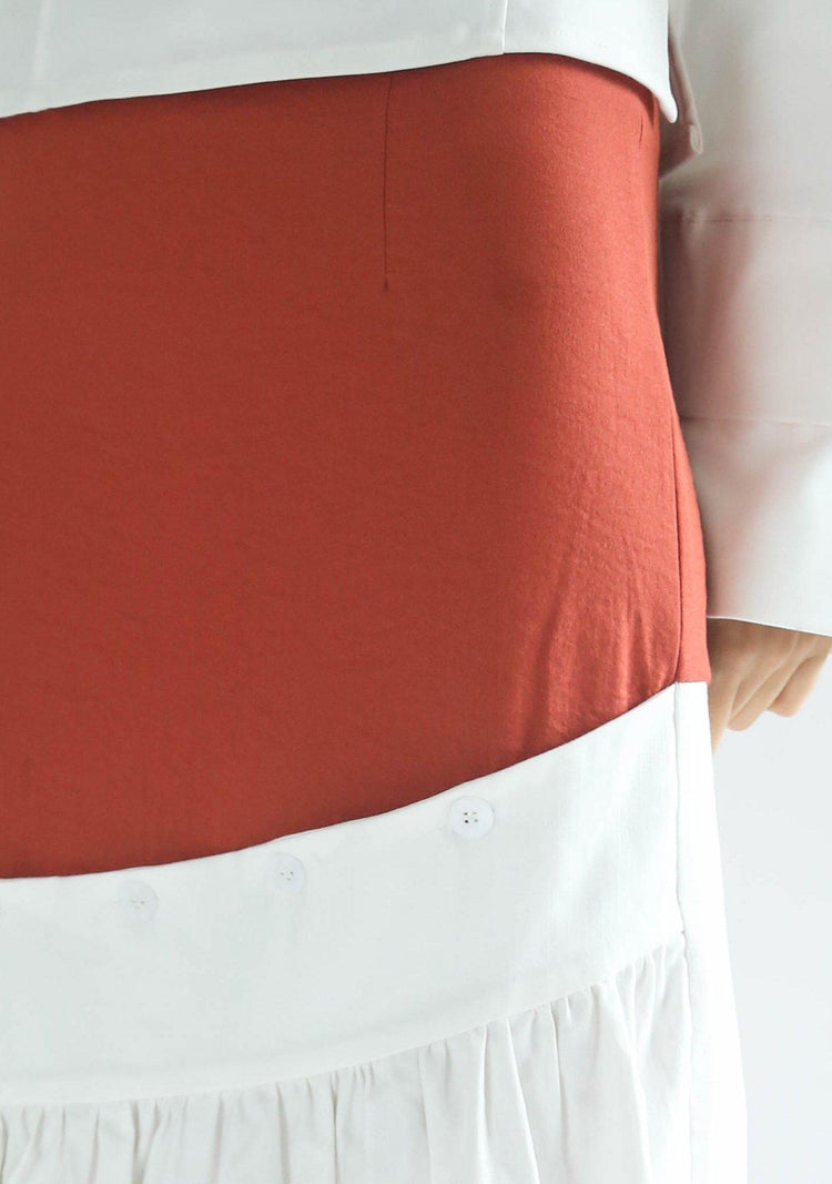 VENEXIA BUTTON DETAIL SKIRT - FLAMINGO - SALIENT LABEL