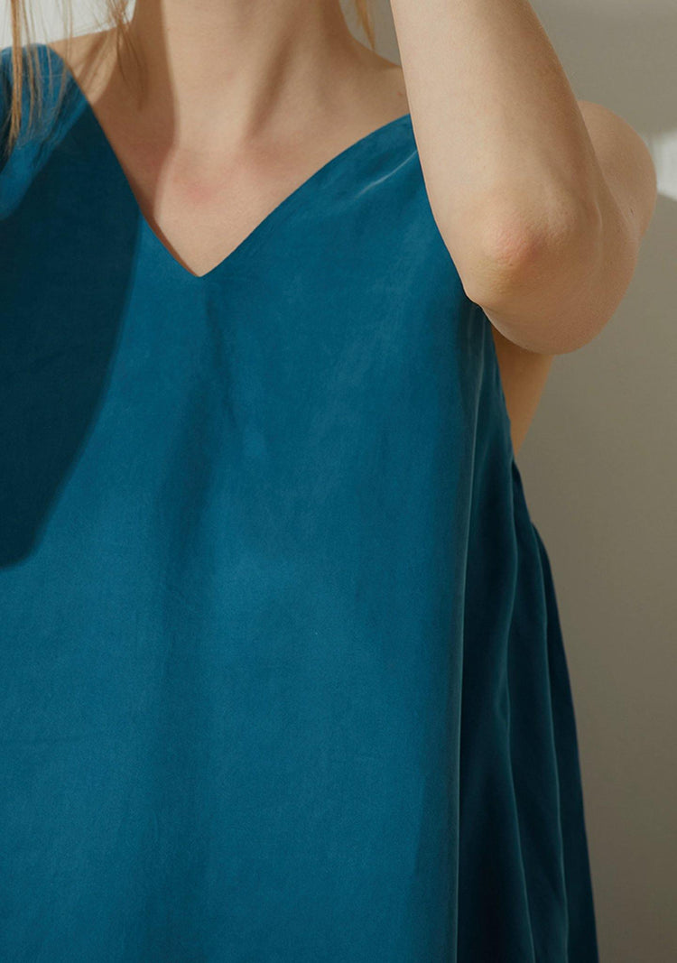 Hekate Cupro Tie-back Top in Hydro - SALIENT LABEL