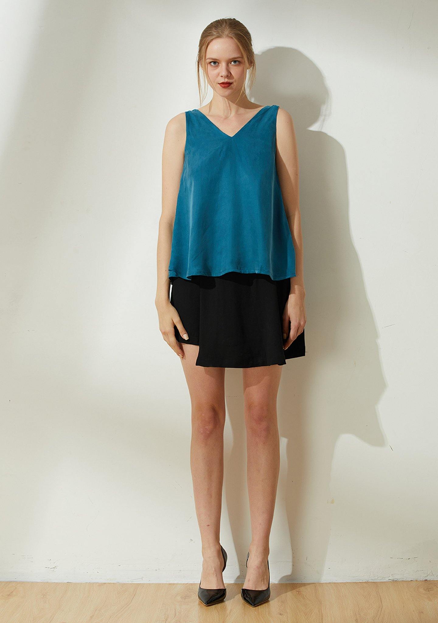 Hekate Cupro Tie-back Top in Hydro - SALIENT LABEL