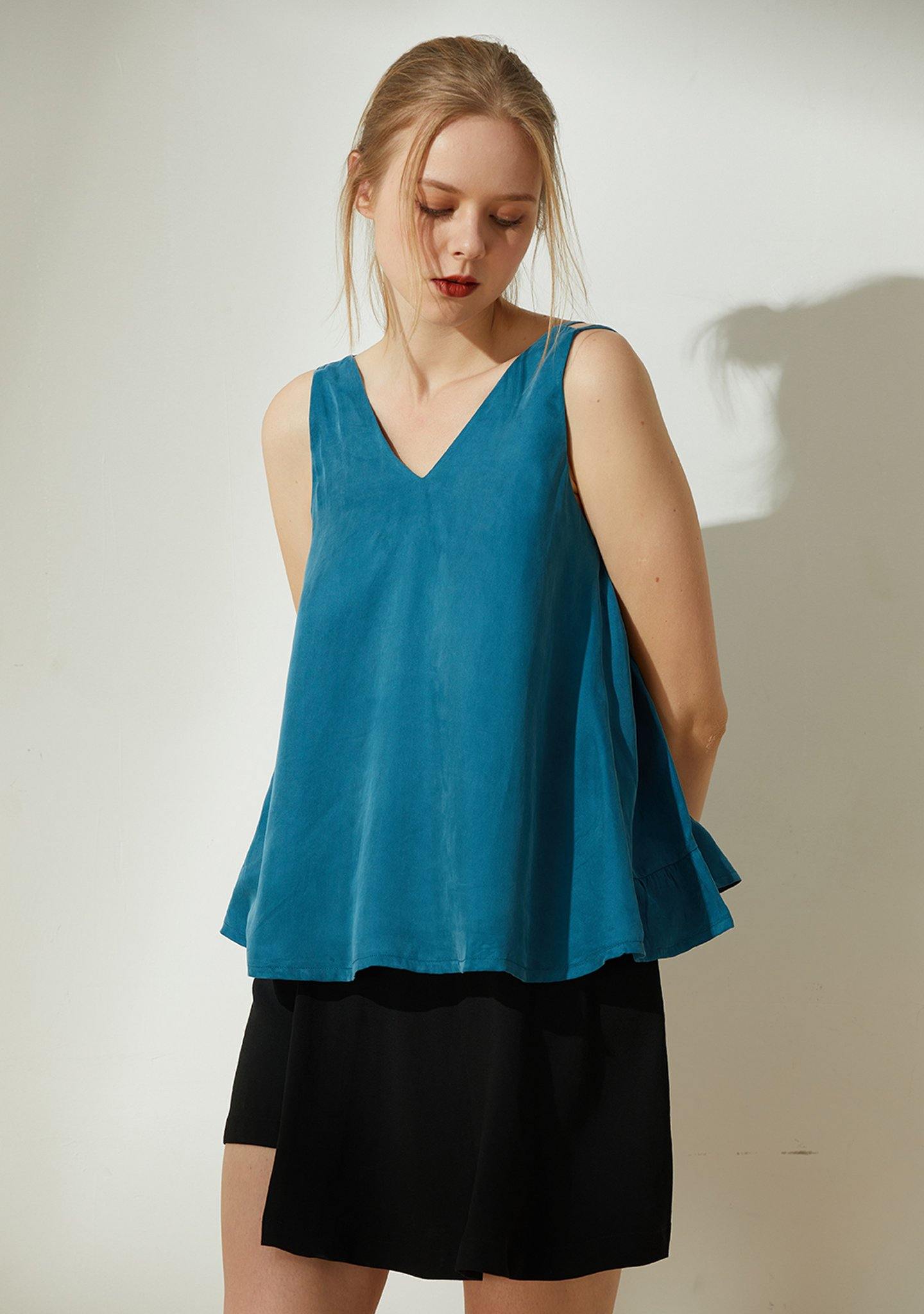 Hekate Cupro Tie-back Top in Hydro - SALIENT LABEL