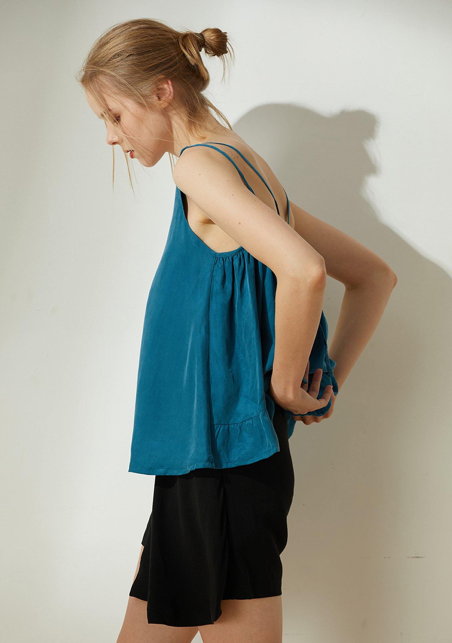 Hekate Cupro Tie-back Top in Hydro - SALIENT LABEL