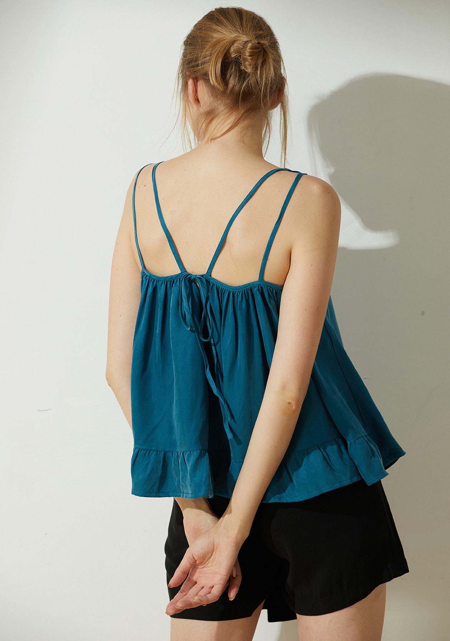 Hekate Cupro Tie-back Top in Hydro - SALIENT LABEL