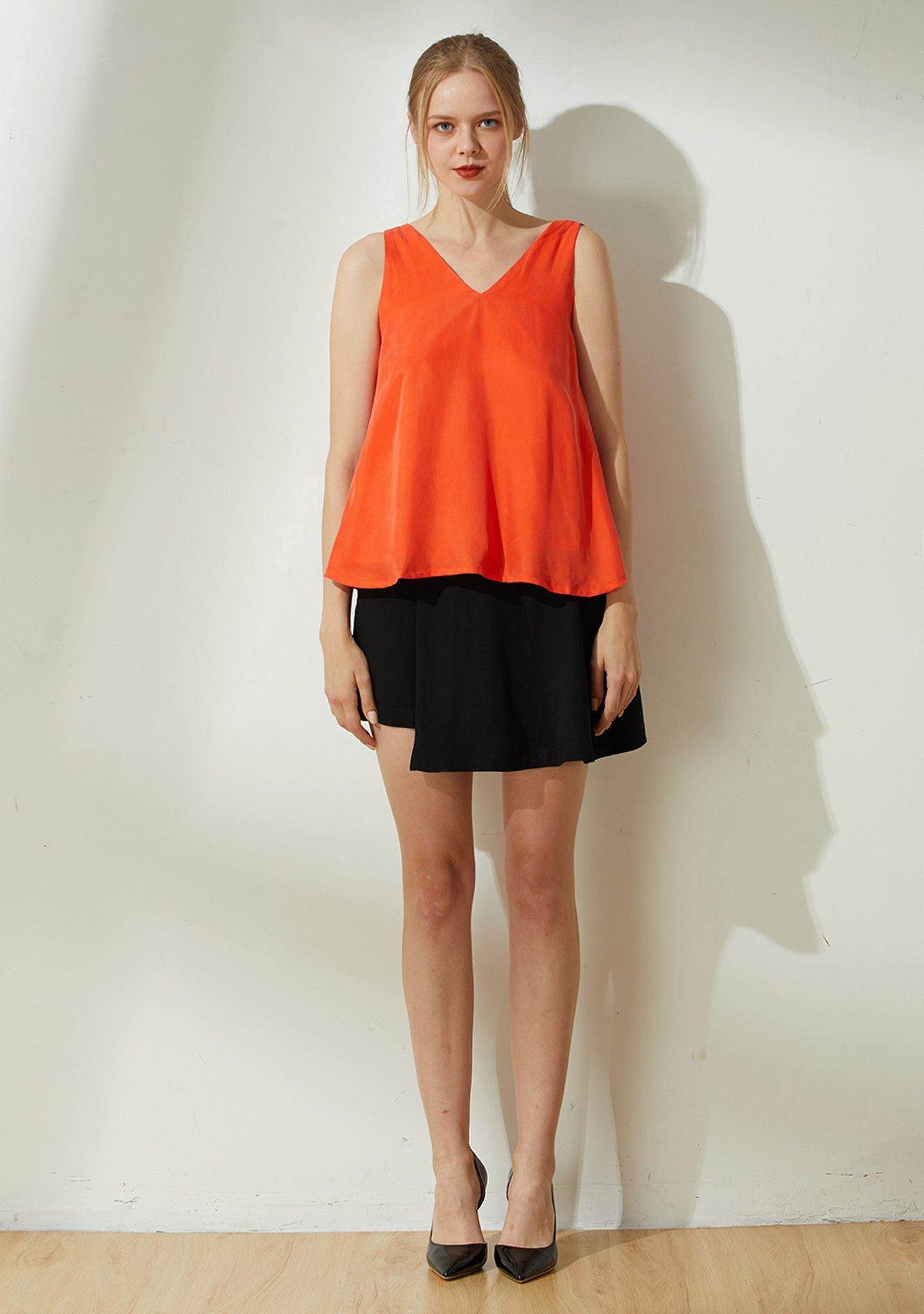 Hekate Cupro Tie-back Top in Tangerine Tango - SALIENT LABEL