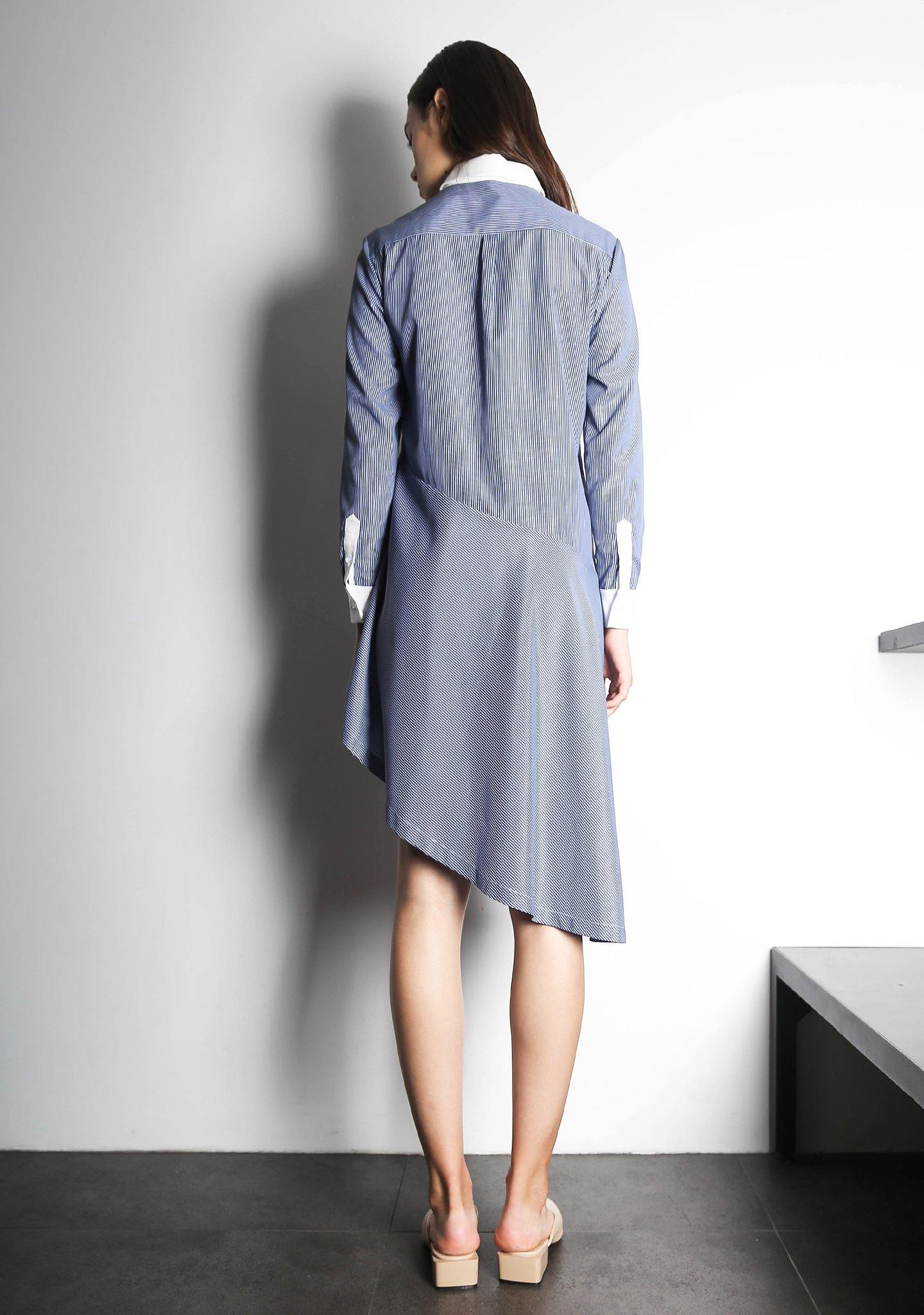 HENRIETTA ASYMMETRIC DRESS - STRIPE - SALIENT LABEL