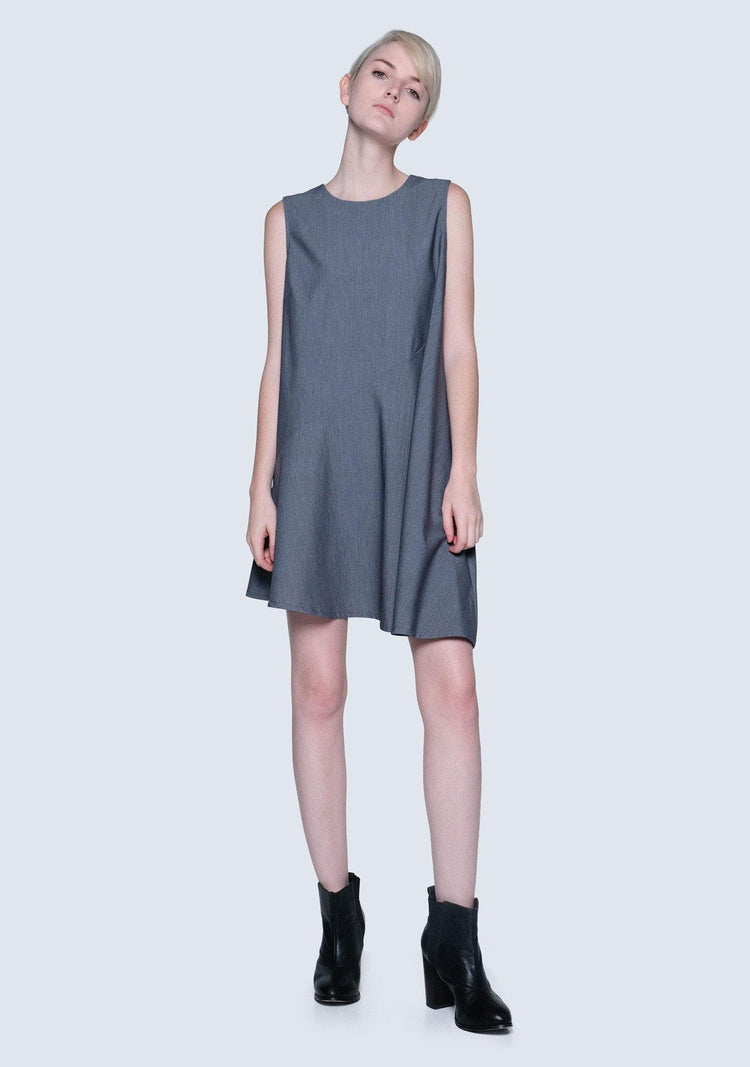 Carson Asymmetric Sleeveless Dress - Shadow - SALIENT LABEL