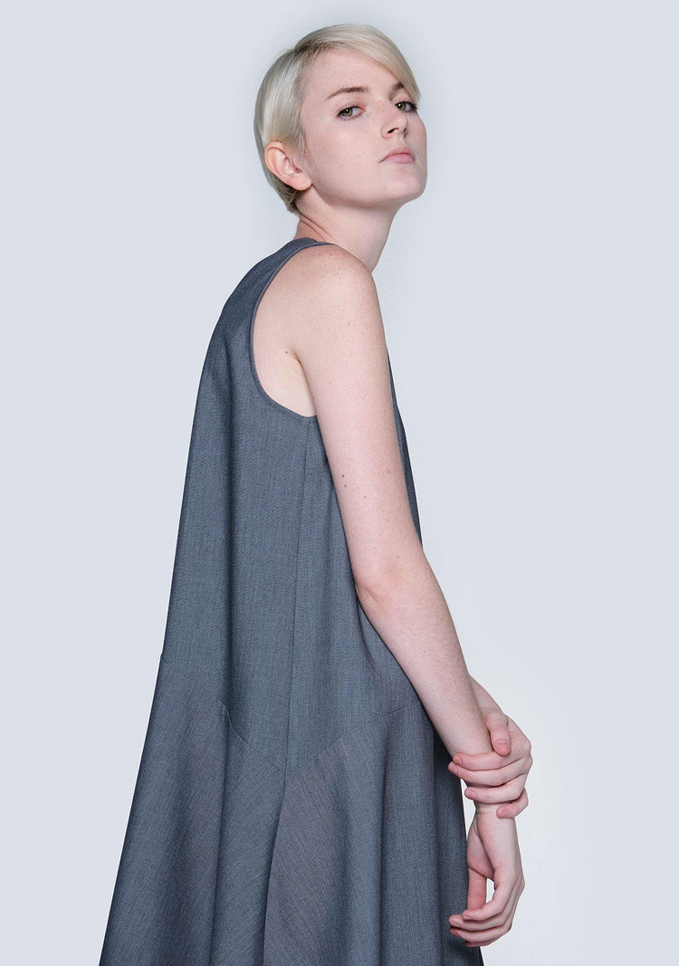 Carson Asymmetric Sleeveless Dress - Shadow - SALIENT LABEL