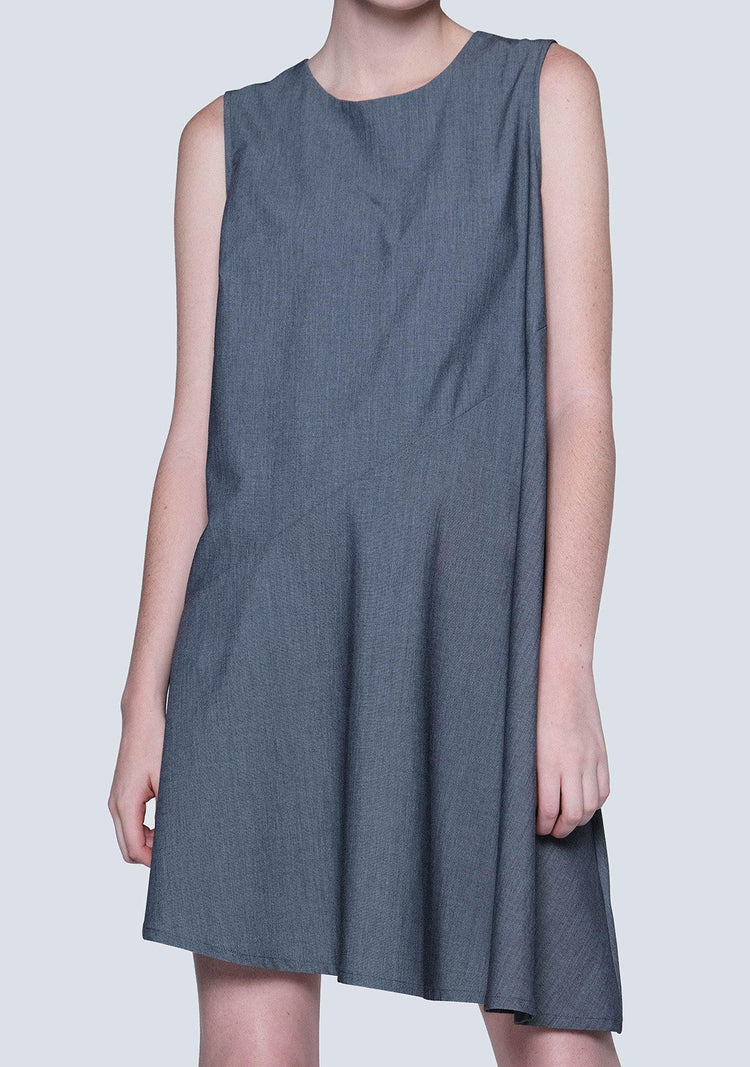 Carson Asymmetric Sleeveless Dress - Shadow - SALIENT LABEL