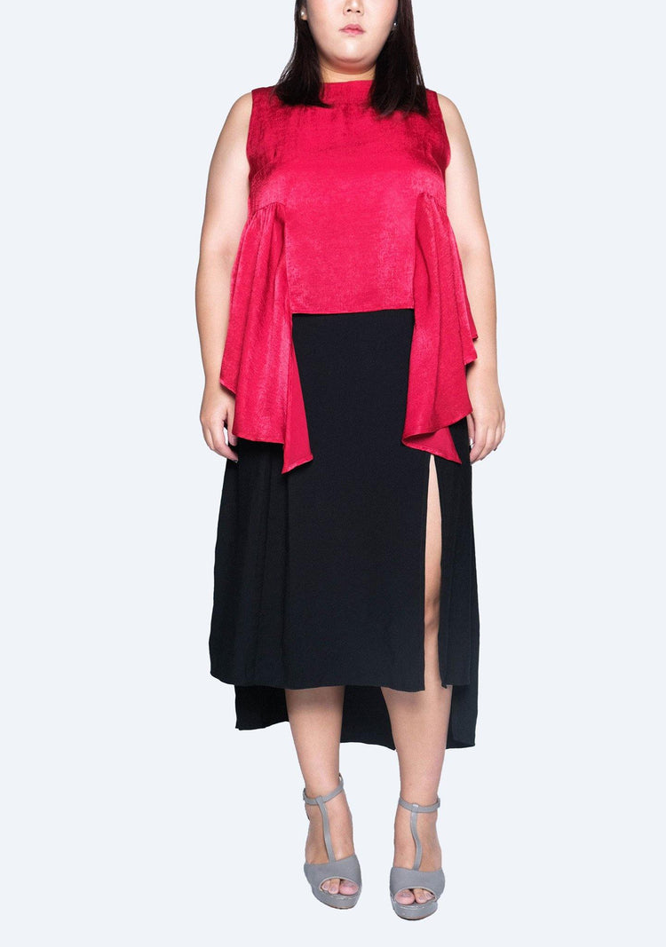 HUDSON SIDE FLARE TOP - SCARLET - SALIENT LABEL