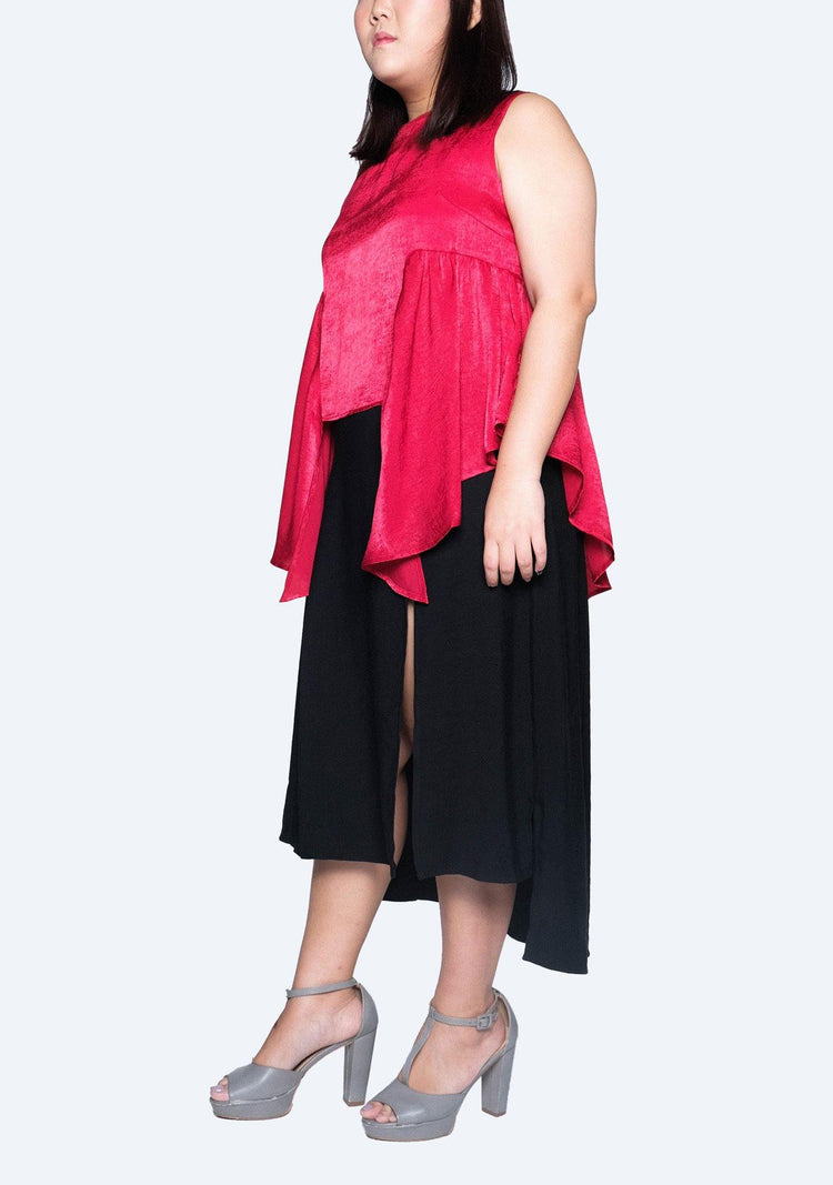 HUDSON SIDE FLARE TOP - SCARLET - SALIENT LABEL