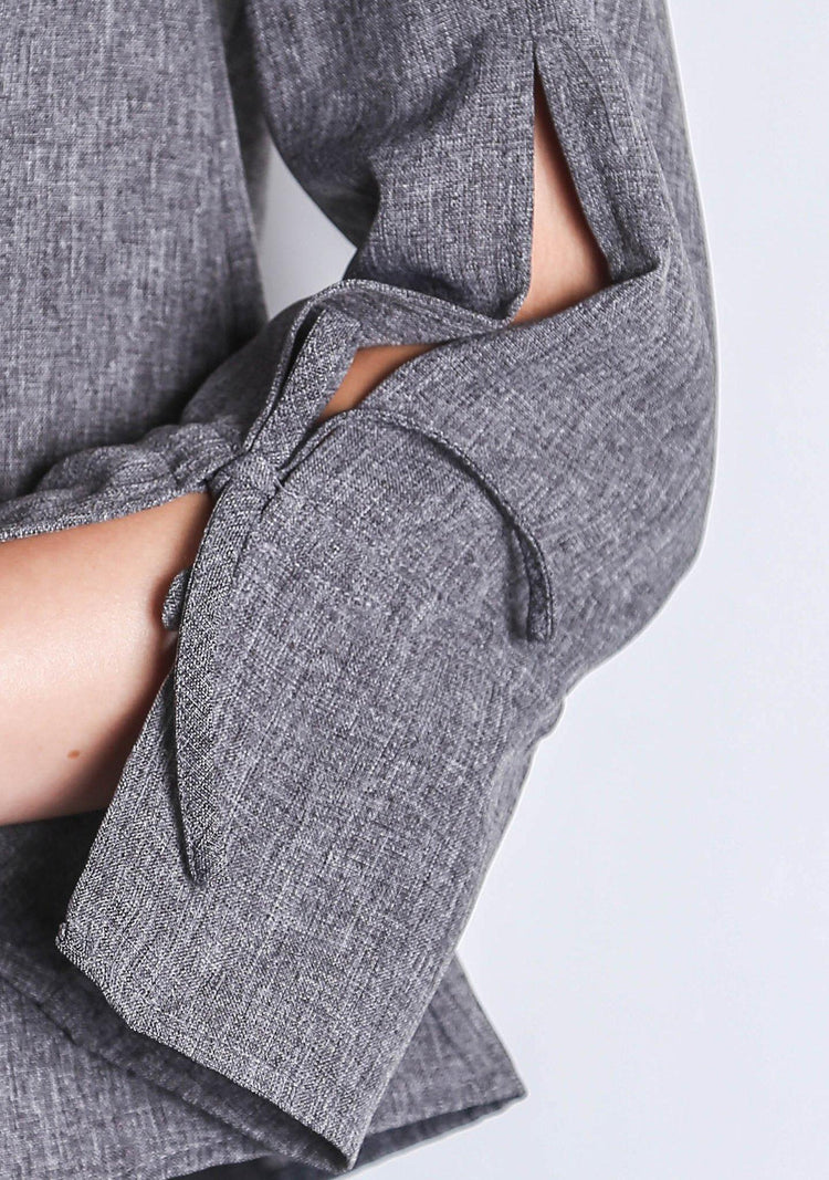 IKO LONG SLEEVED BLOUSE - GREY / BLACK - SALIENT LABEL