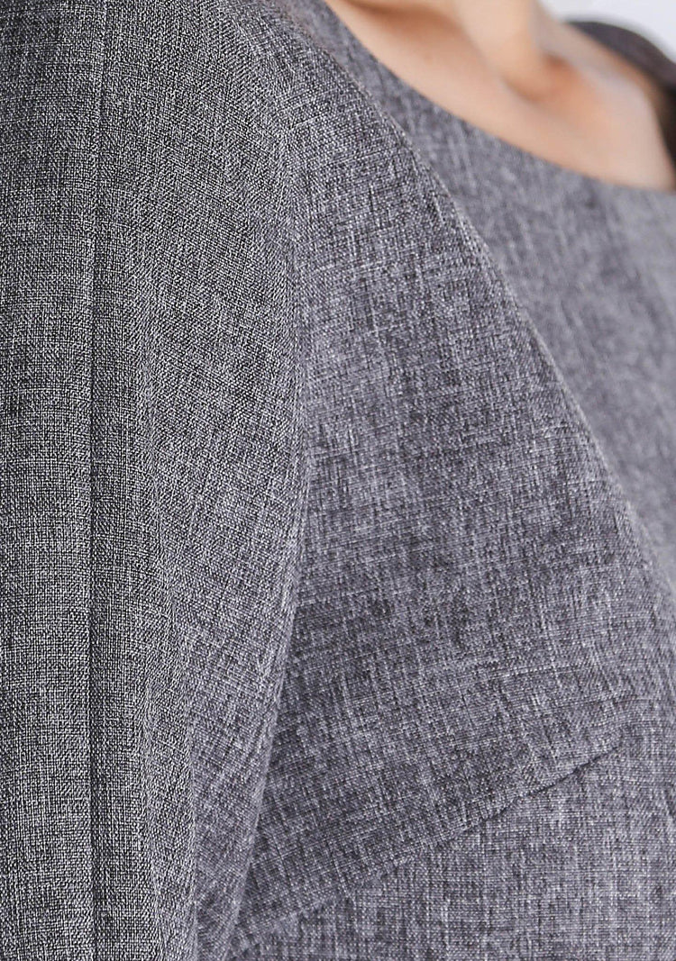 IKO LONG SLEEVED BLOUSE - GREY / BLACK - SALIENT LABEL