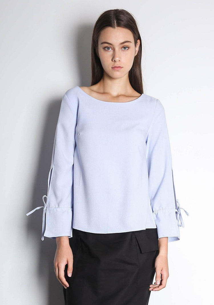IKO LONG SLEEVED BLOUSE - POWDER BLUE - SALIENT LABEL