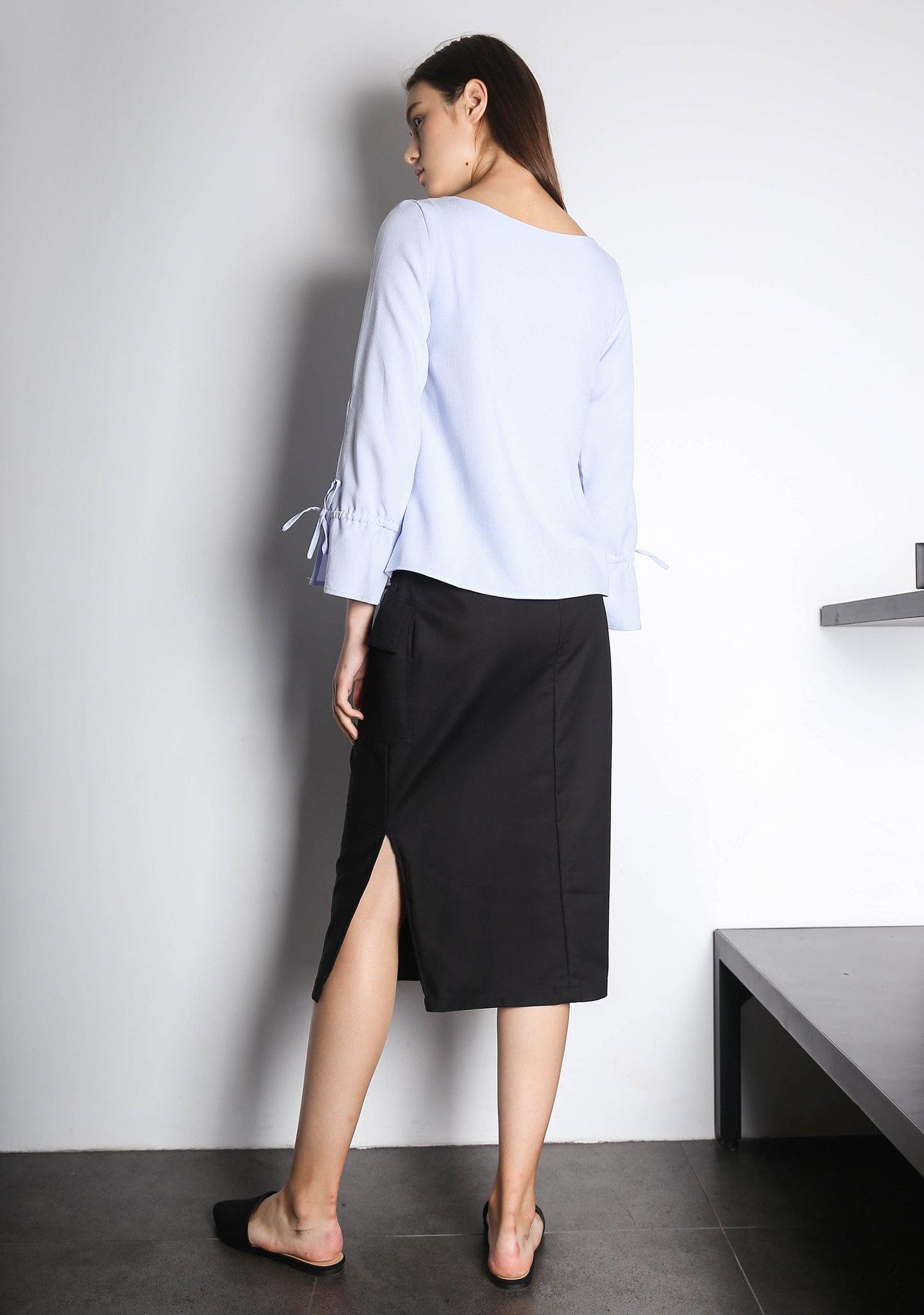 IKO LONG SLEEVED BLOUSE - POWDER BLUE - SALIENT LABEL