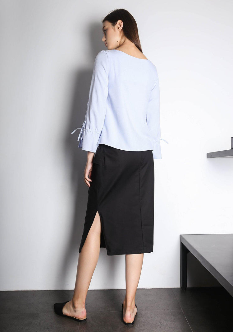 IKO LONG SLEEVED BLOUSE - POWDER BLUE - SALIENT LABEL