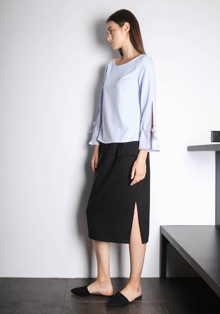 IKO LONG SLEEVED BLOUSE - POWDER BLUE - SALIENT LABEL