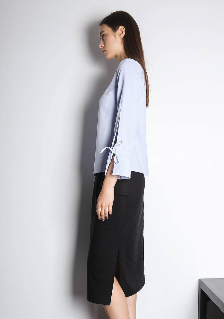 IKO LONG SLEEVED BLOUSE - POWDER BLUE - SALIENT LABEL