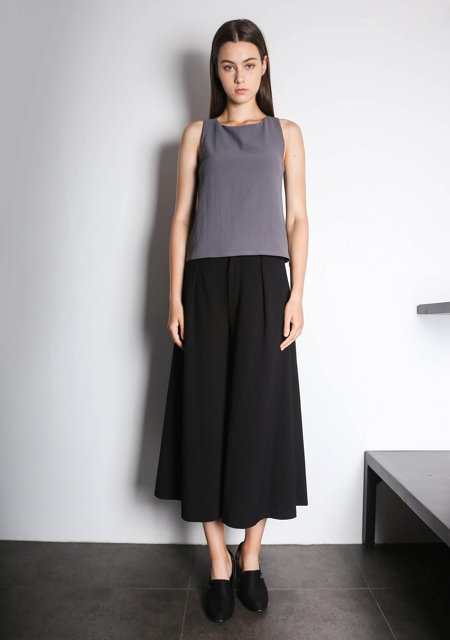ISHA ASYMMETRIC BACK TOP - DARK GULL GREY - SALIENT LABEL