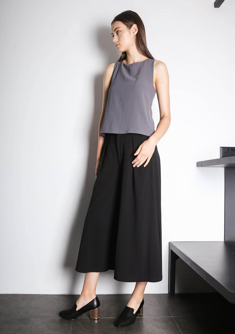 ISHA ASYMMETRIC BACK TOP - DARK GULL GREY - SALIENT LABEL
