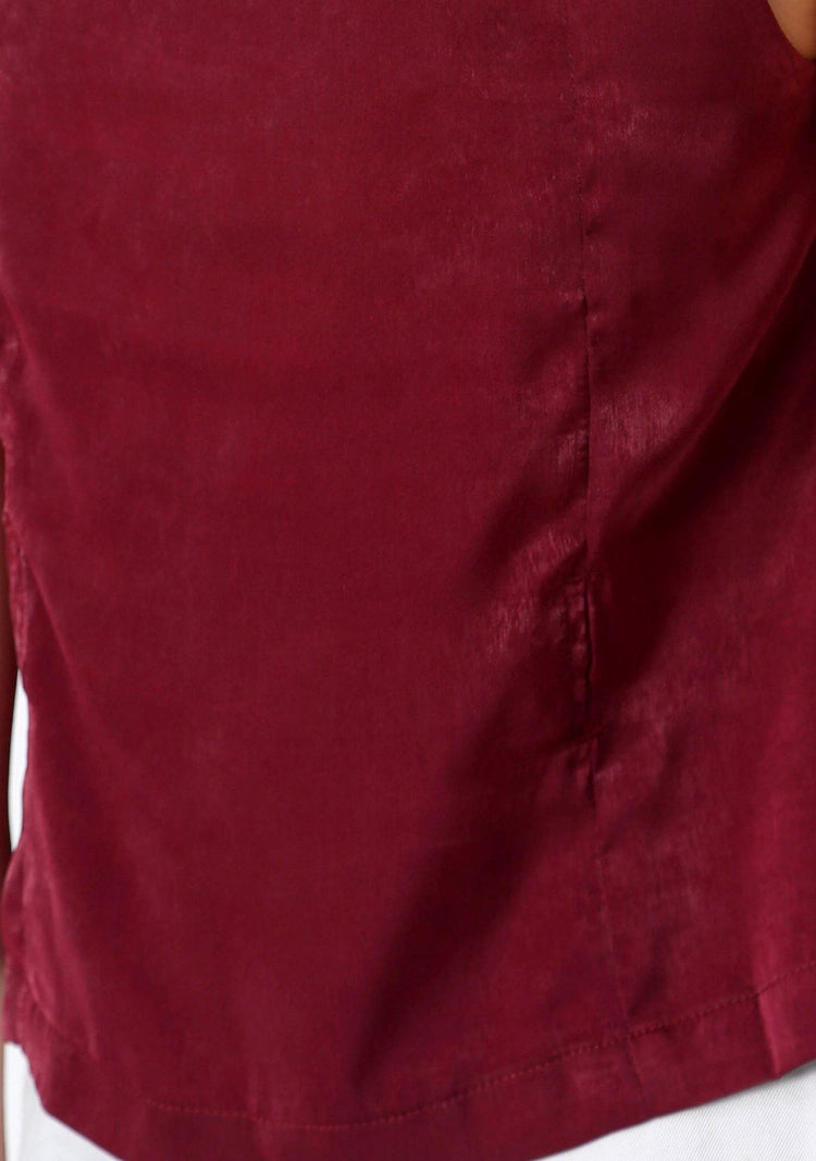 JEAN FOLD BACK TOP WITH SASH - CARMINE - SALIENT LABEL