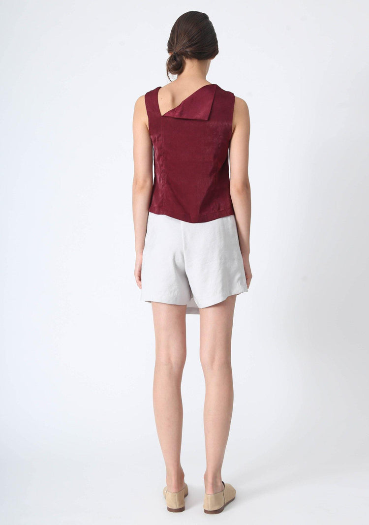 JEAN FOLD BACK TOP WITH SASH - CARMINE - SALIENT LABEL