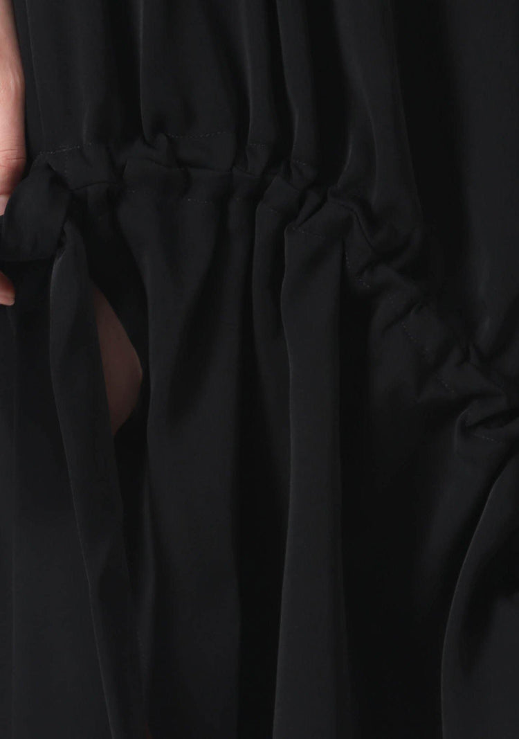 KAI MIDI DRAWSTRING DRESS - BLACK - SALIENT LABEL