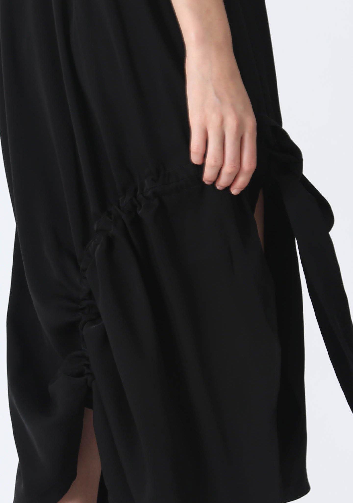 KAI MIDI DRAWSTRING DRESS - BLACK - SALIENT LABEL