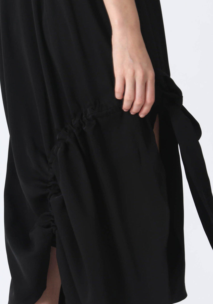 KAI MIDI DRAWSTRING DRESS - BLACK - SALIENT LABEL