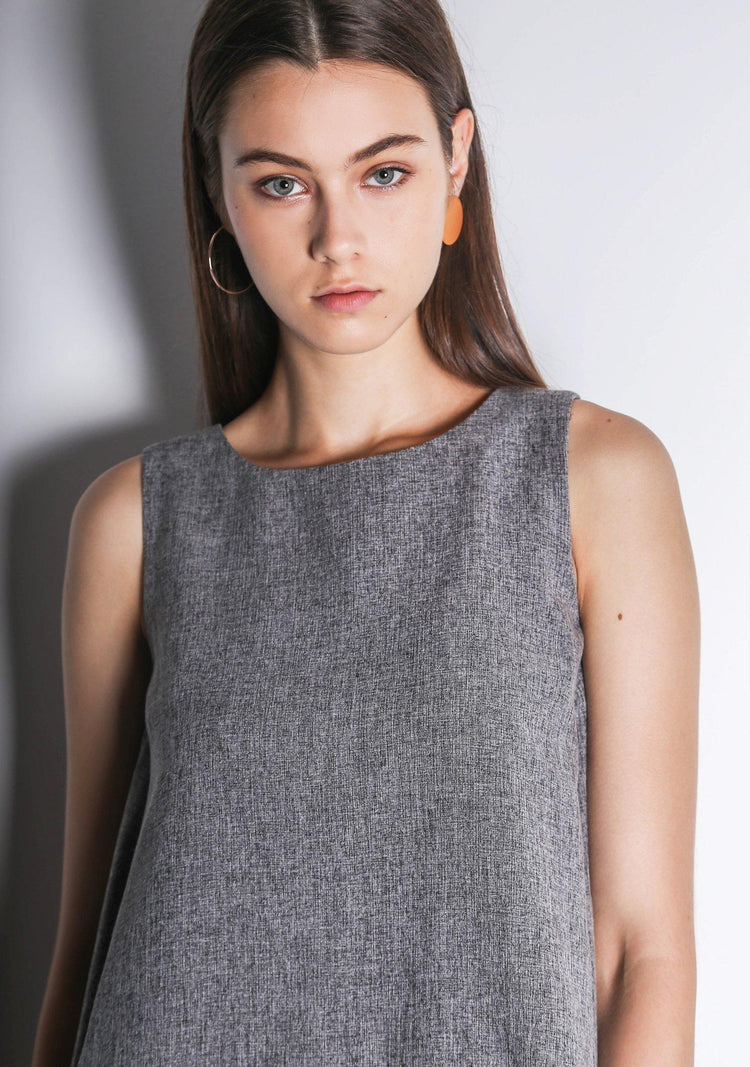 KETEL DIP BACK HEM TOP - GREY/BLACK - SALIENT LABEL