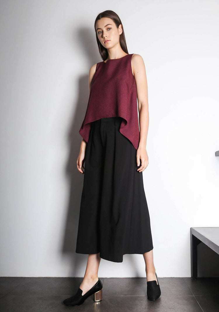 KETEL DIP BACK HEM TOP - RED/BLACK - SALIENT LABEL