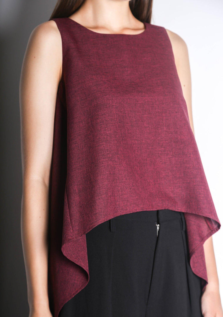 KETEL DIP BACK HEM TOP - RED/BLACK - SALIENT LABEL