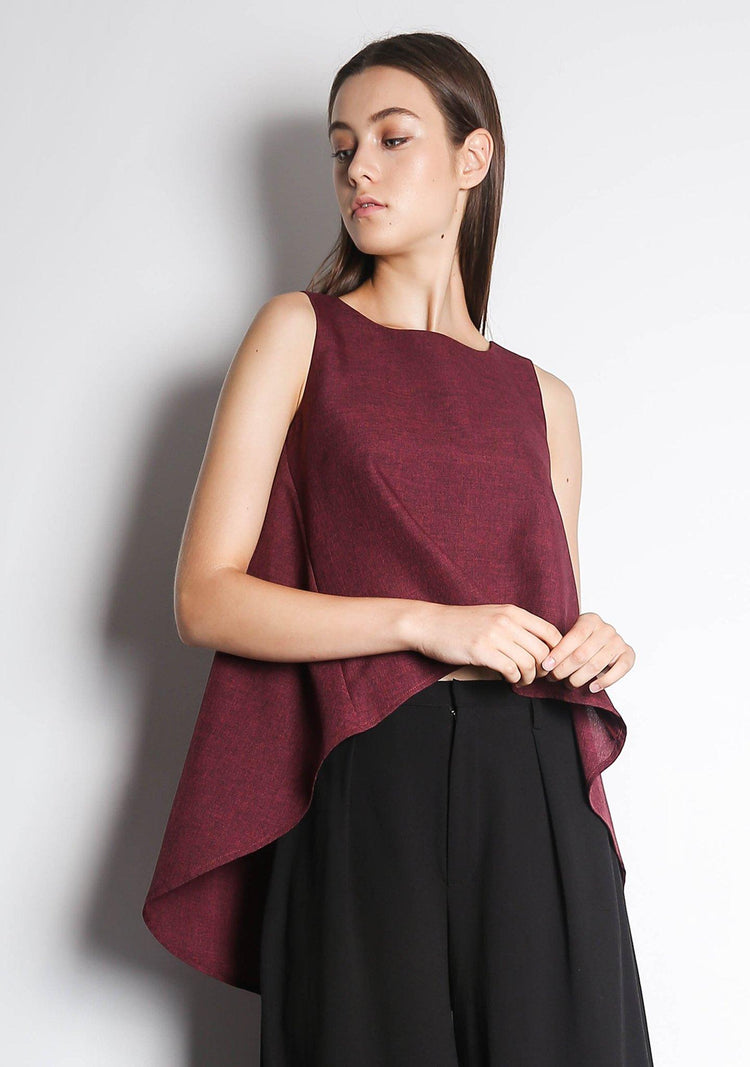 KETEL DIP BACK HEM TOP - RED/BLACK - SALIENT LABEL