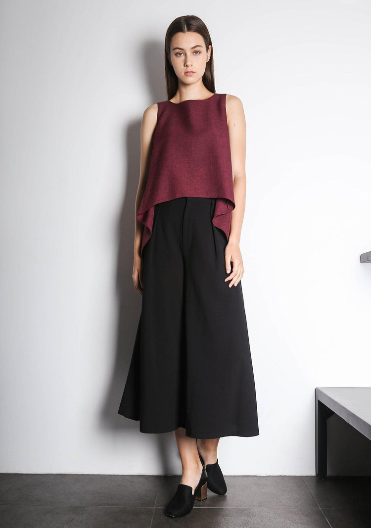 KETEL DIP BACK HEM TOP - RED/BLACK - SALIENT LABEL