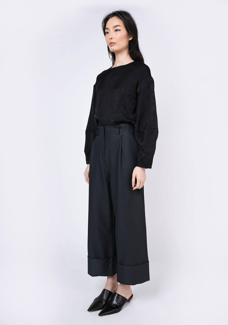 KIMBLE LANTERN SLEEVE BLOUSE - ANTHRACITE - SALIENT LABEL