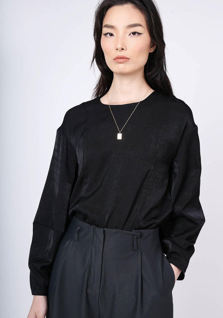 KIMBLE LANTERN SLEEVE BLOUSE - ANTHRACITE - SALIENT LABEL