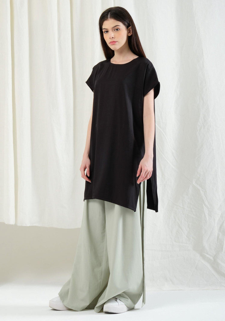 Lou Side Zip Top - Tricorn Black - SALIENT LABEL