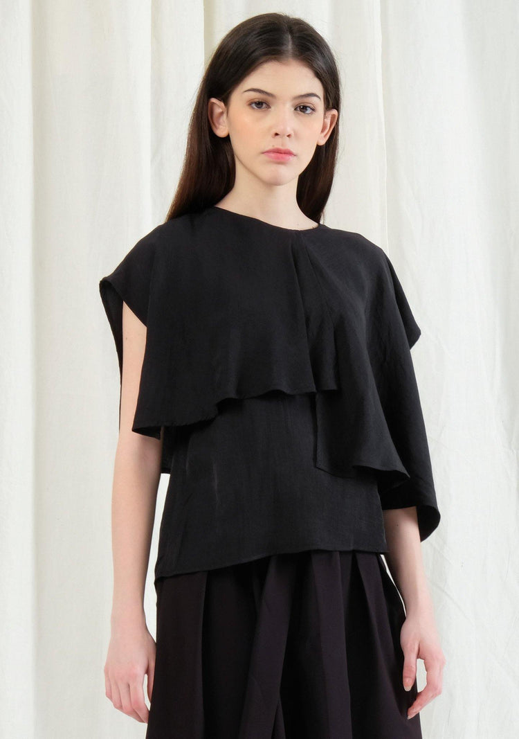 Magdelena Soft Layered Top - Jet - SALIENT LABEL